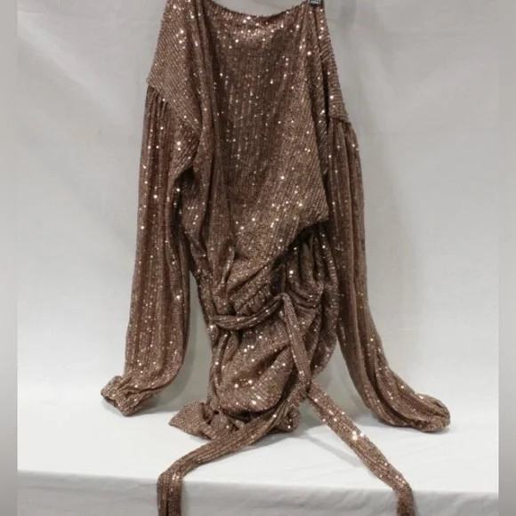 Fashion Nova Bronze Sequin Romper - Picture 5 of 6